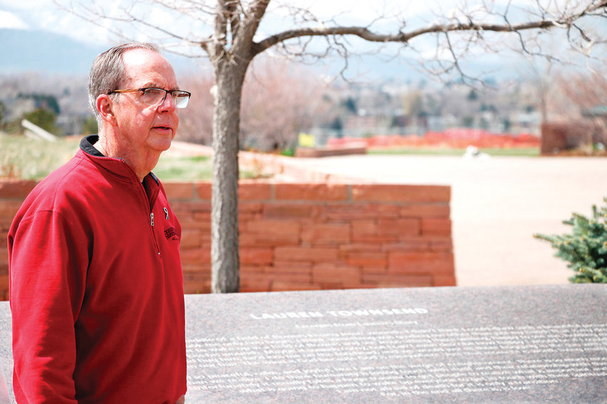 Rick Townsend, the father of Columbine victim Lauren Townsend, visits the Columbine Memorial at Clement Park on April 12. Townsend, the president of the Columbine Memorial Foundation, said visiting the memorial feels like "saying hi to Lauren."